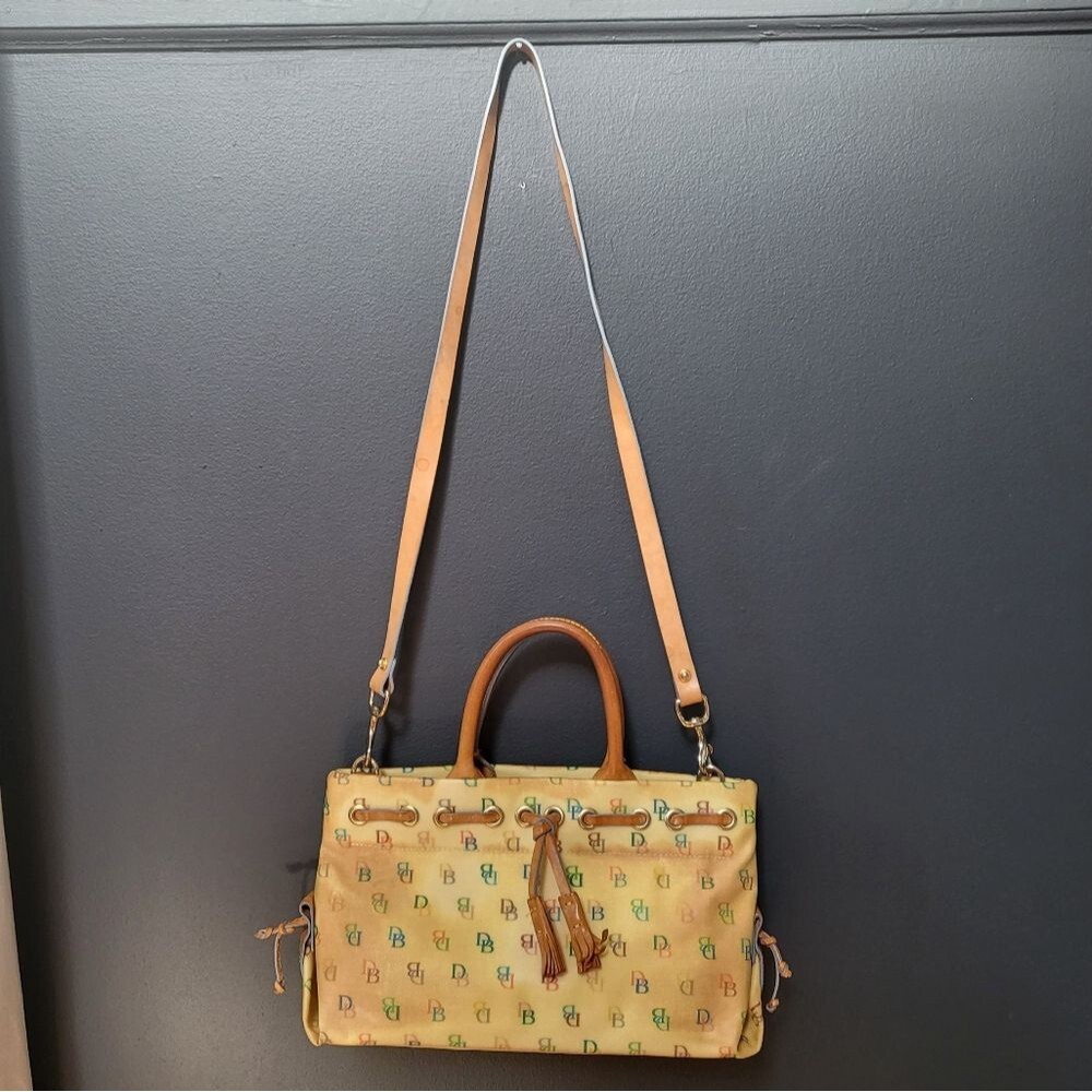 Dooney Bourke Vintage Rainbow Signature Coated Canvas Shoulder Bag Y2K 12x7